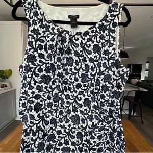 ANN TAYLOR Floral White/Black Dress (size XL)